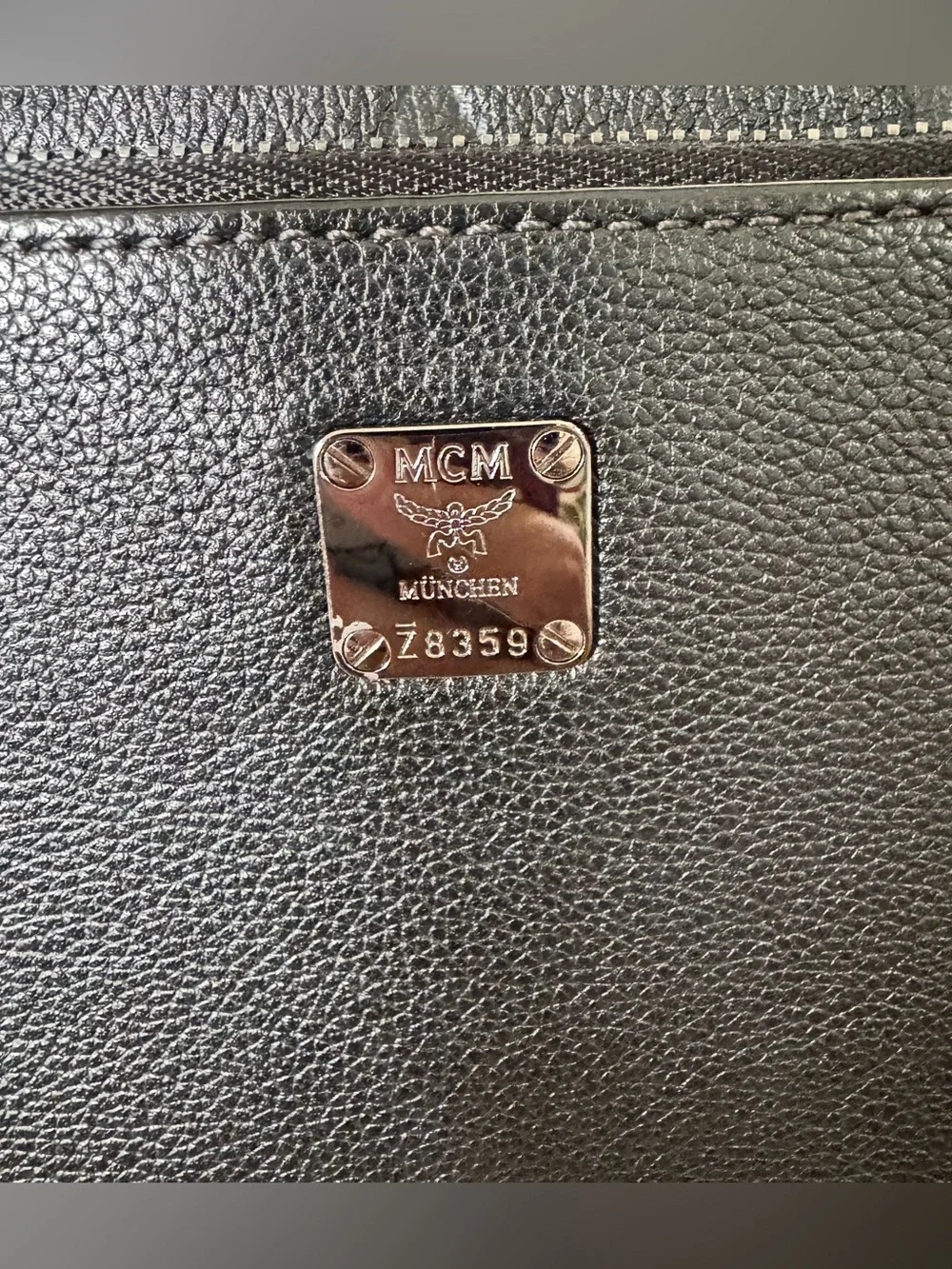 MMCM Black Stud-Accent Crossbody with Gunmetal Chain